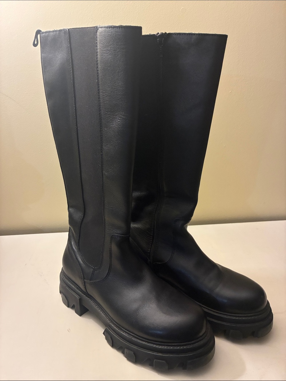Steve Madden Black Women's Tall Lug-Soled Combat Boots